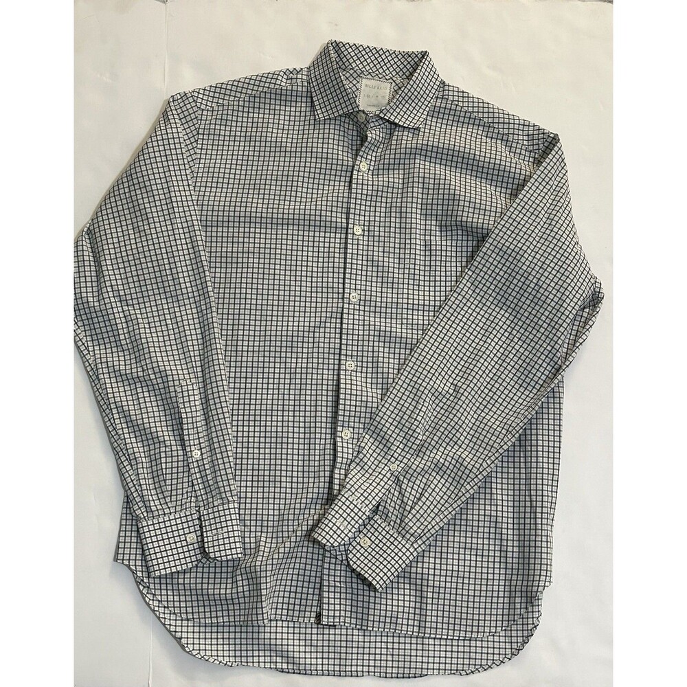 Billy Reid Shirt Men M Medium White Check Pattern Long Sleeve Standard Cut
